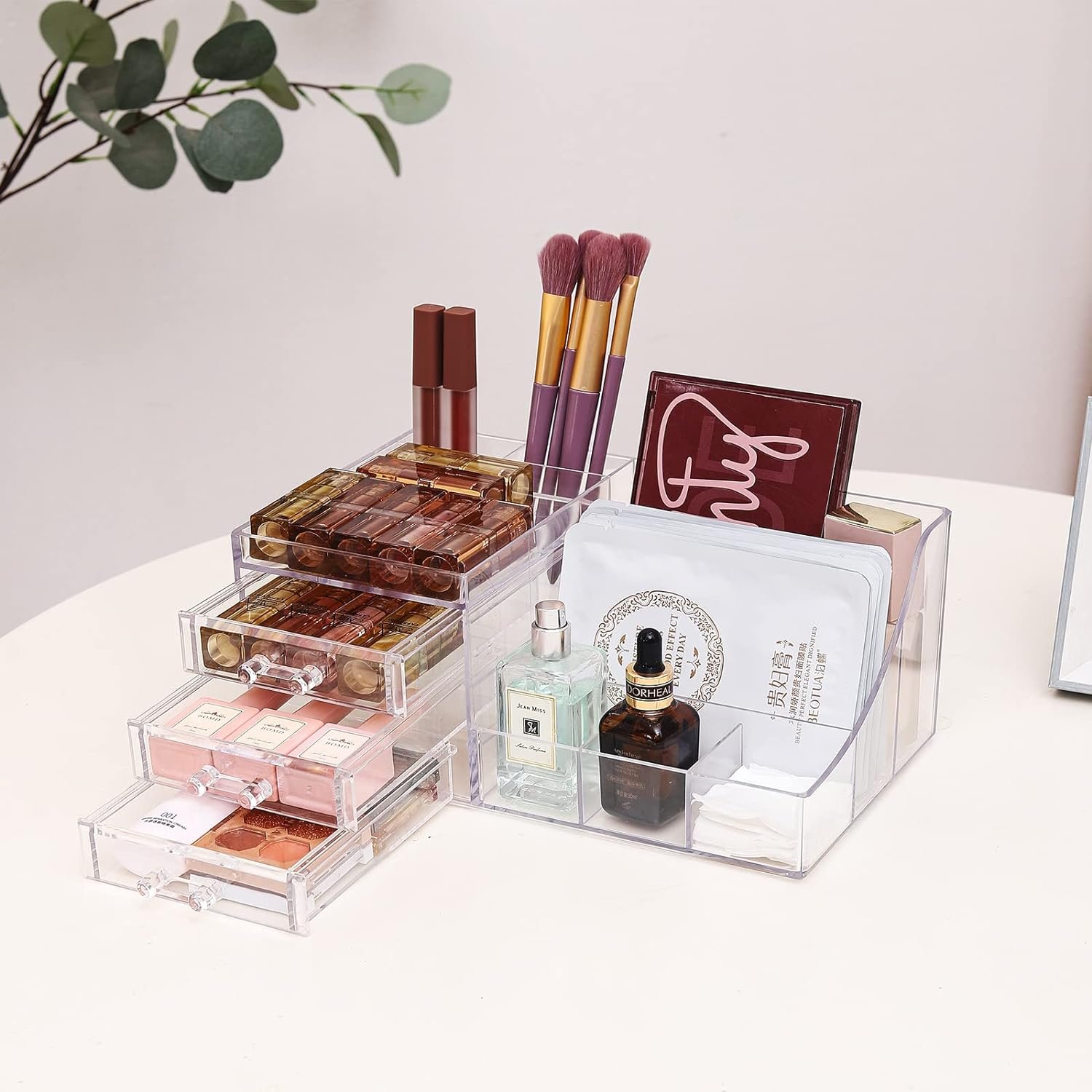 New Acrylic Bathroom Jewelry Cosmetic Storage Organizers Stackable Clear Makeup Organizer With 3 Drawers