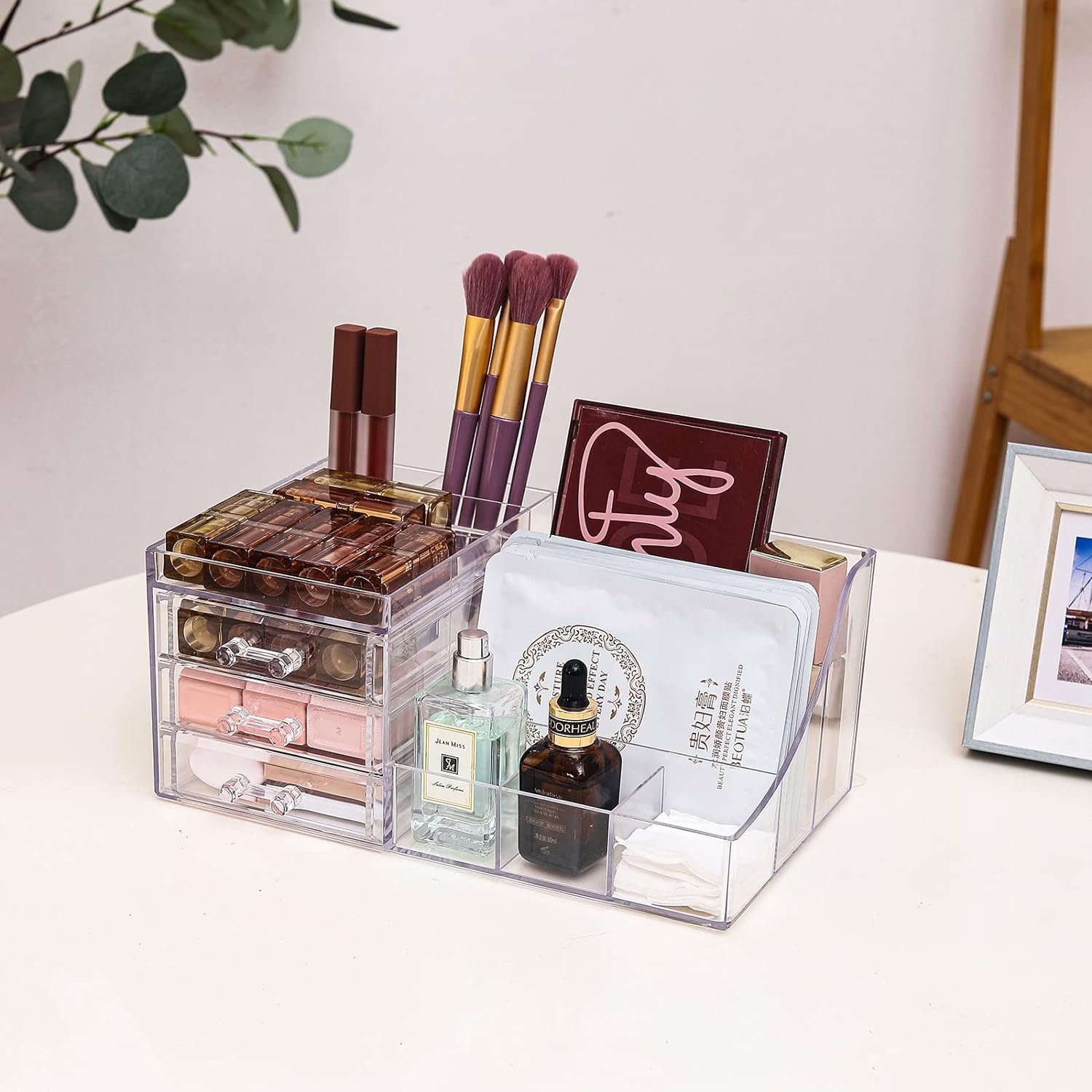 New Acrylic Bathroom Jewelry Cosmetic Storage Organizers Stackable Clear Makeup Organizer With 3 Drawers