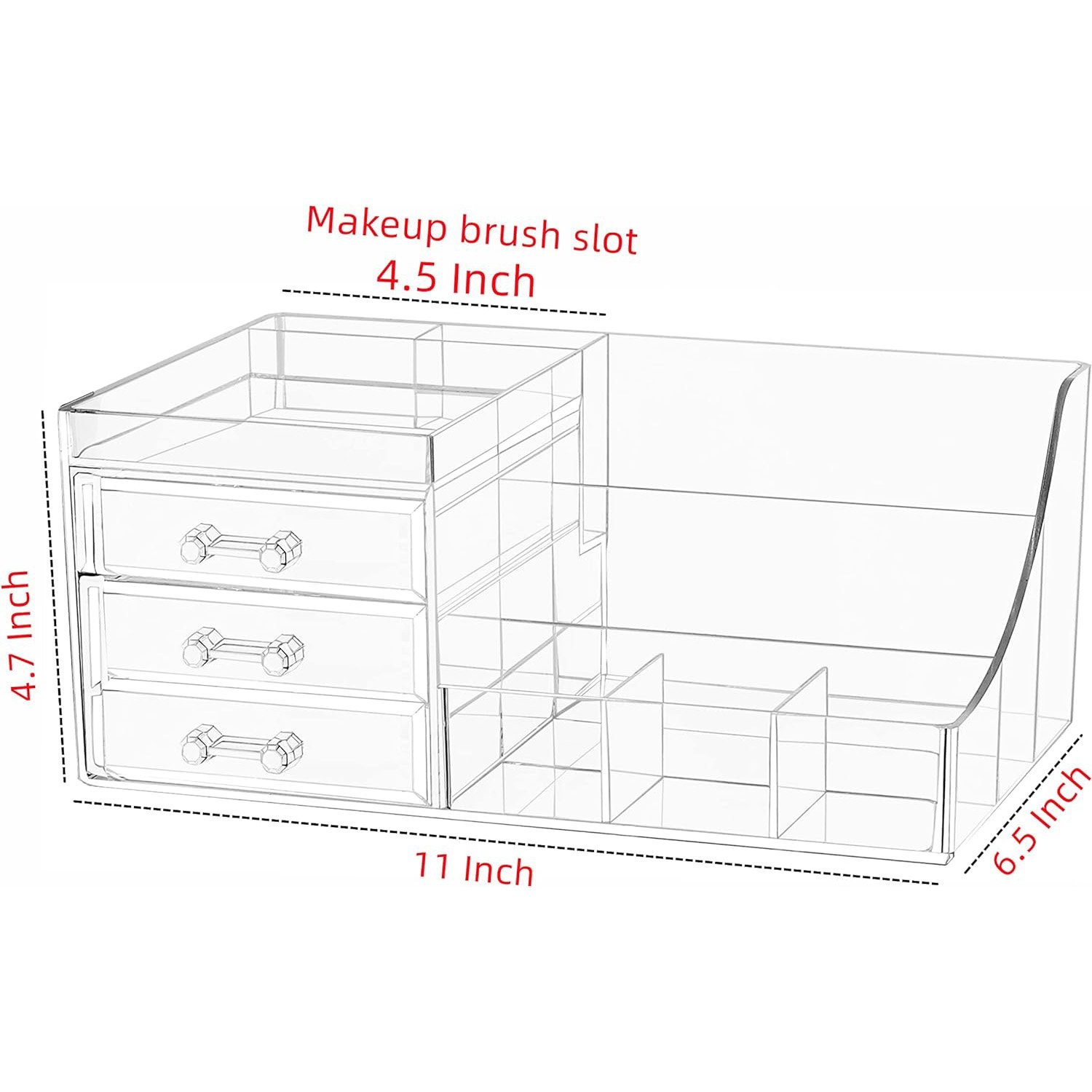 New Acrylic Bathroom Jewelry Cosmetic Storage Organizers Stackable Clear Makeup Organizer With 3 Drawers