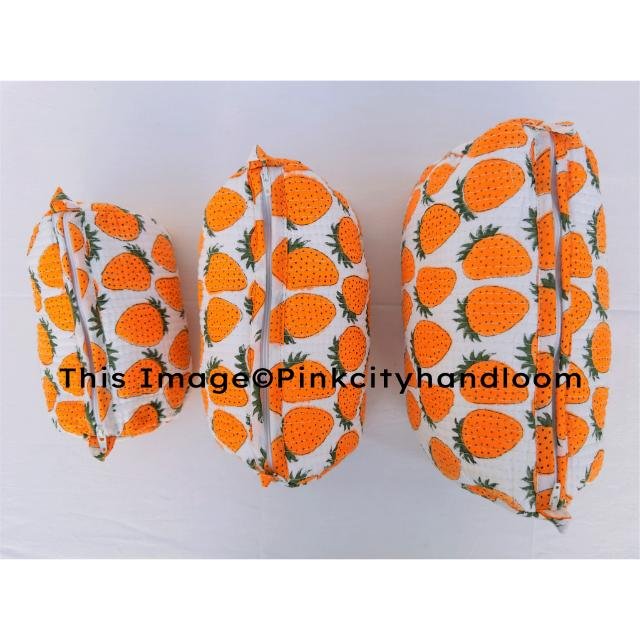 Large Capacity Toiletry Bag Travel Pouches Quilted Cosmetic Organizer Handmade Block Printed Toiletry pouch Makeup Accessory