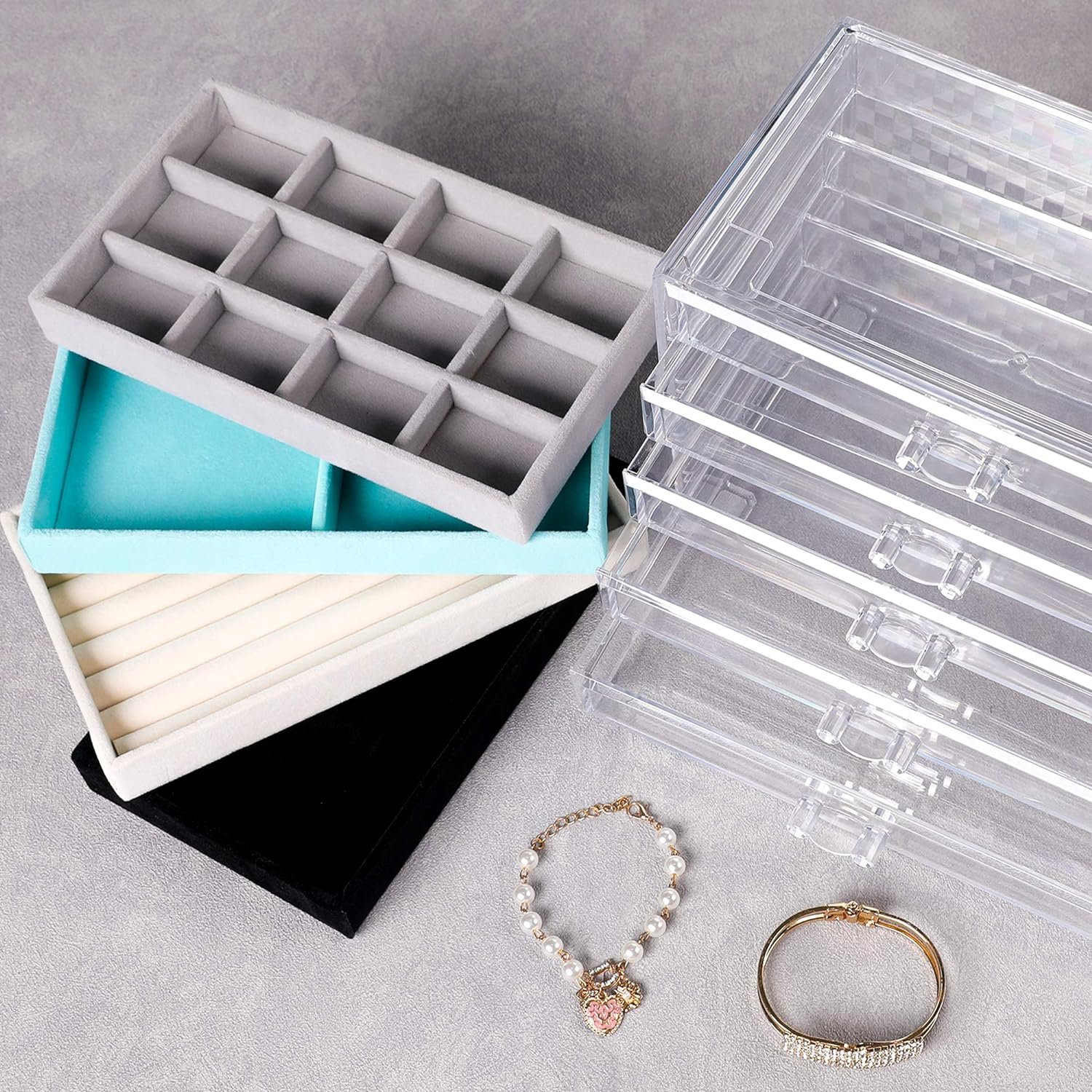 Acrylic Earrings Cosmetic Tray Jewelry Organizer Box Jewelry Storage Box Clear Drawer Organizers
