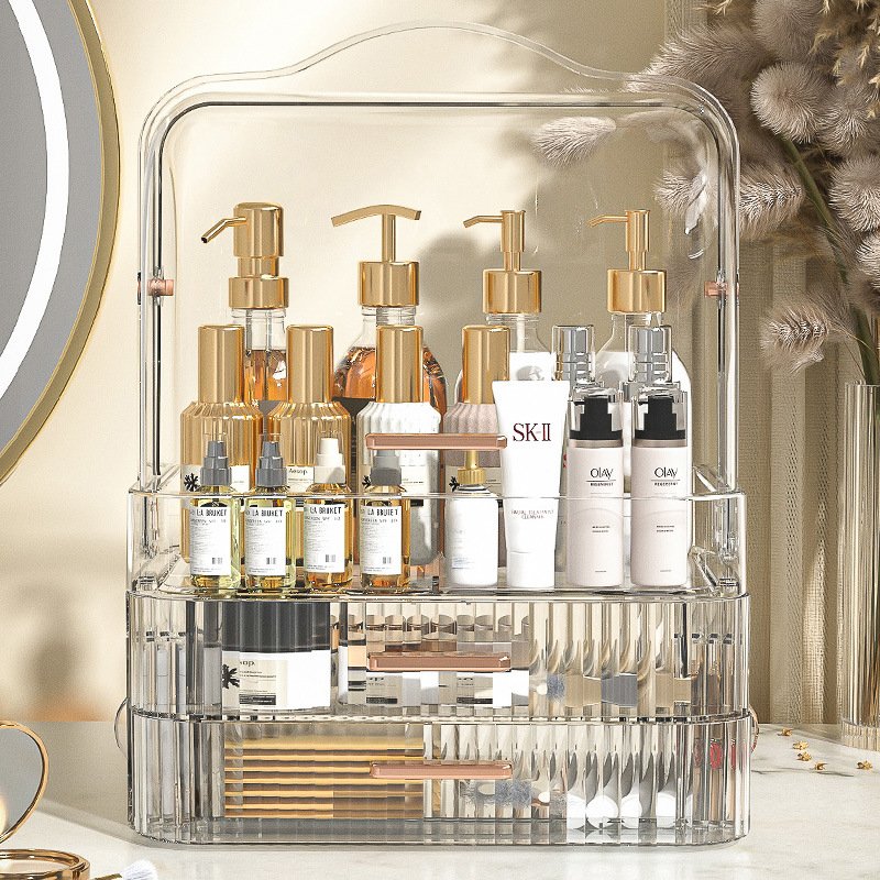 Spacious Acrylic Cosmetic Organizer With Lid Stylish Designed Make Up Organizers Storage Box Big Display Case