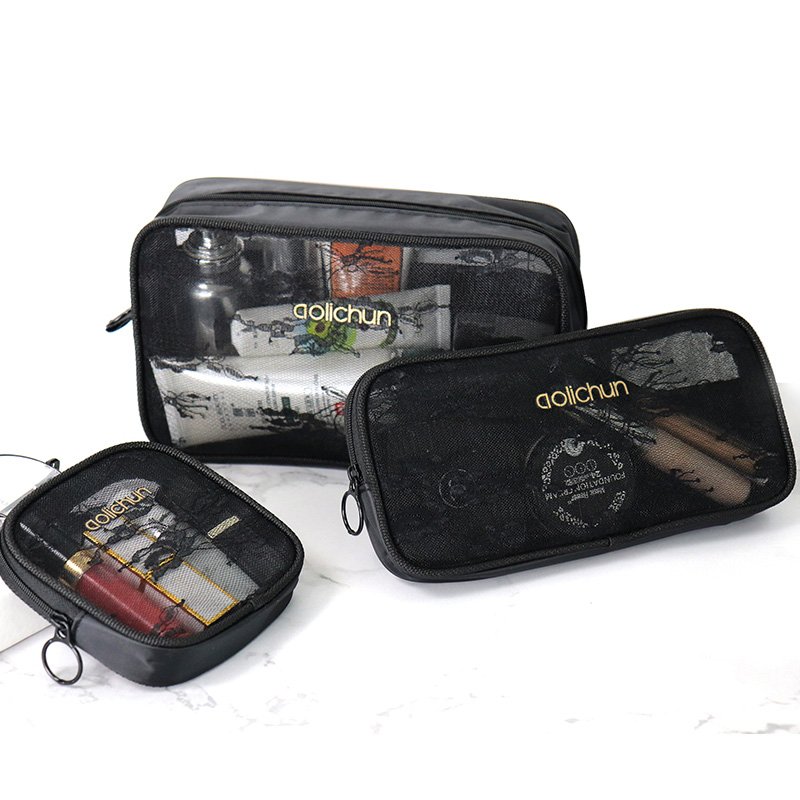 Makeup Bag with Lace Mesh High Quality Custom Logo Cosmetic Bag Durable Mesh Bag for Women