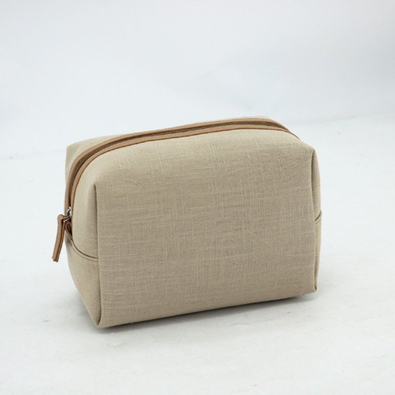 Reusable Jute & Cotton Washable Cosmetic Bag Organizer with Logo for Organizing Makeup and Toiletries