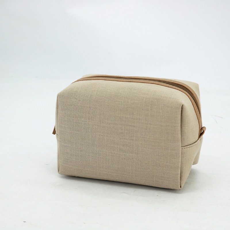 Reusable Jute & Cotton Washable Cosmetic Bag Organizer with Logo for Organizing Makeup and Toiletries