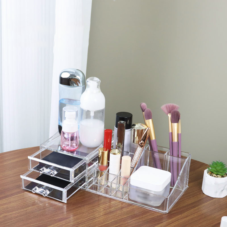 Acrylic transparent desktop storage box Multi-functional storage lipstick cosmetics makeup brush storage box