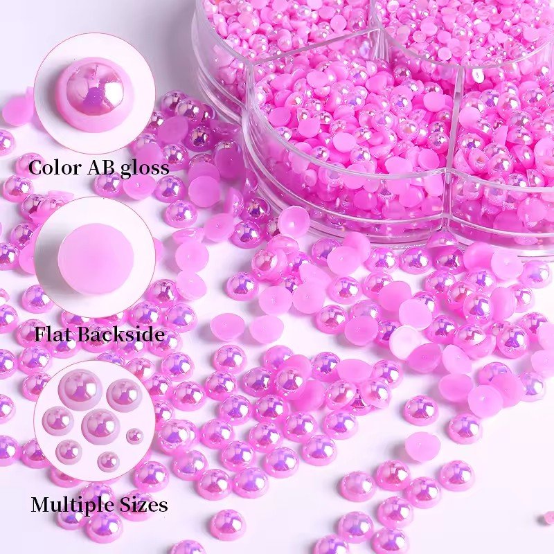 2/3/4/5/6/8/10mm 5600pcs AB Half Pearls for Crafts Nail Pearls for Nails Art for Crafting DIY Accessory Flatback Pearls Makeup