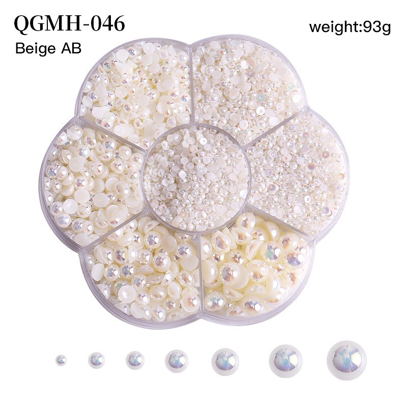 2/3/4/5/6/8/10mm 5600pcs AB Half Pearls for Crafts Nail Pearls for Nails Art for Crafting DIY Accessory Flatback Pearls Makeup
