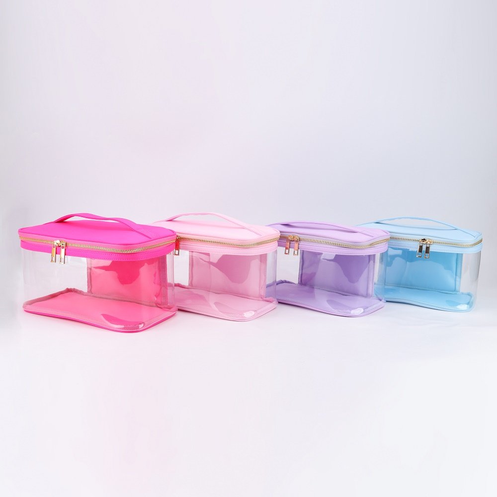 8 color stock large cosmetic bag pvc travel toiletry portable vinyl cosmetic Makeup bag clear zipper pouch waterproof wash bag