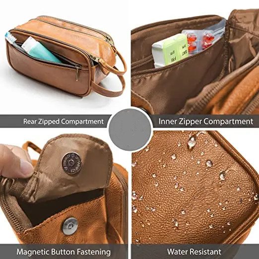 Woman Organize Toiletry Bags Leather Waterproof Toiletry Bags Canvas Travel Makeup Bags