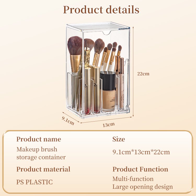 Clear Cosmetic Brush Storage Box Makeup Brush Holder with Lid Large-Capacity Design for Organize the Vanity Desk