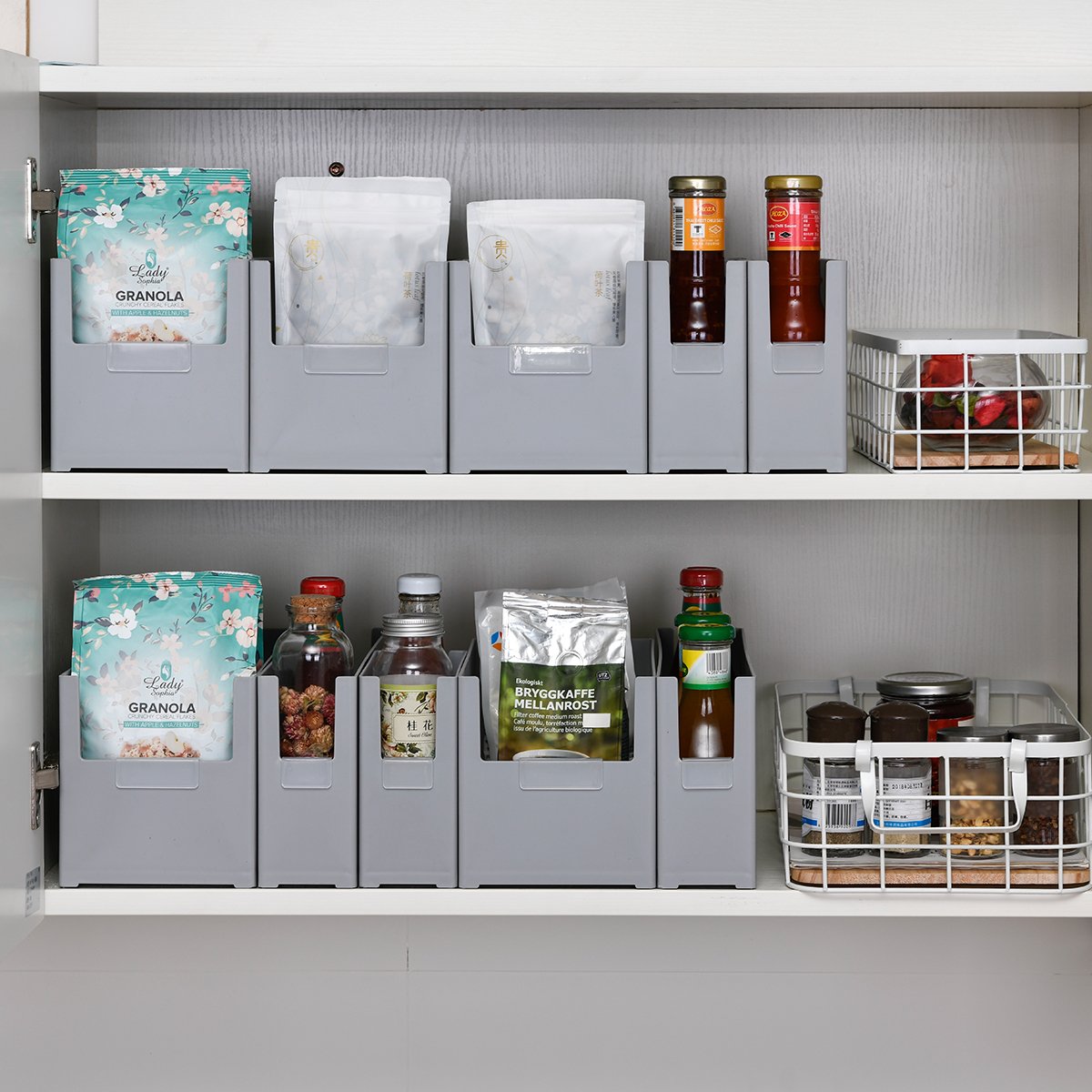 Small Plastic Office Storage Container Bins with Handles for Organization in Filing Cabinet