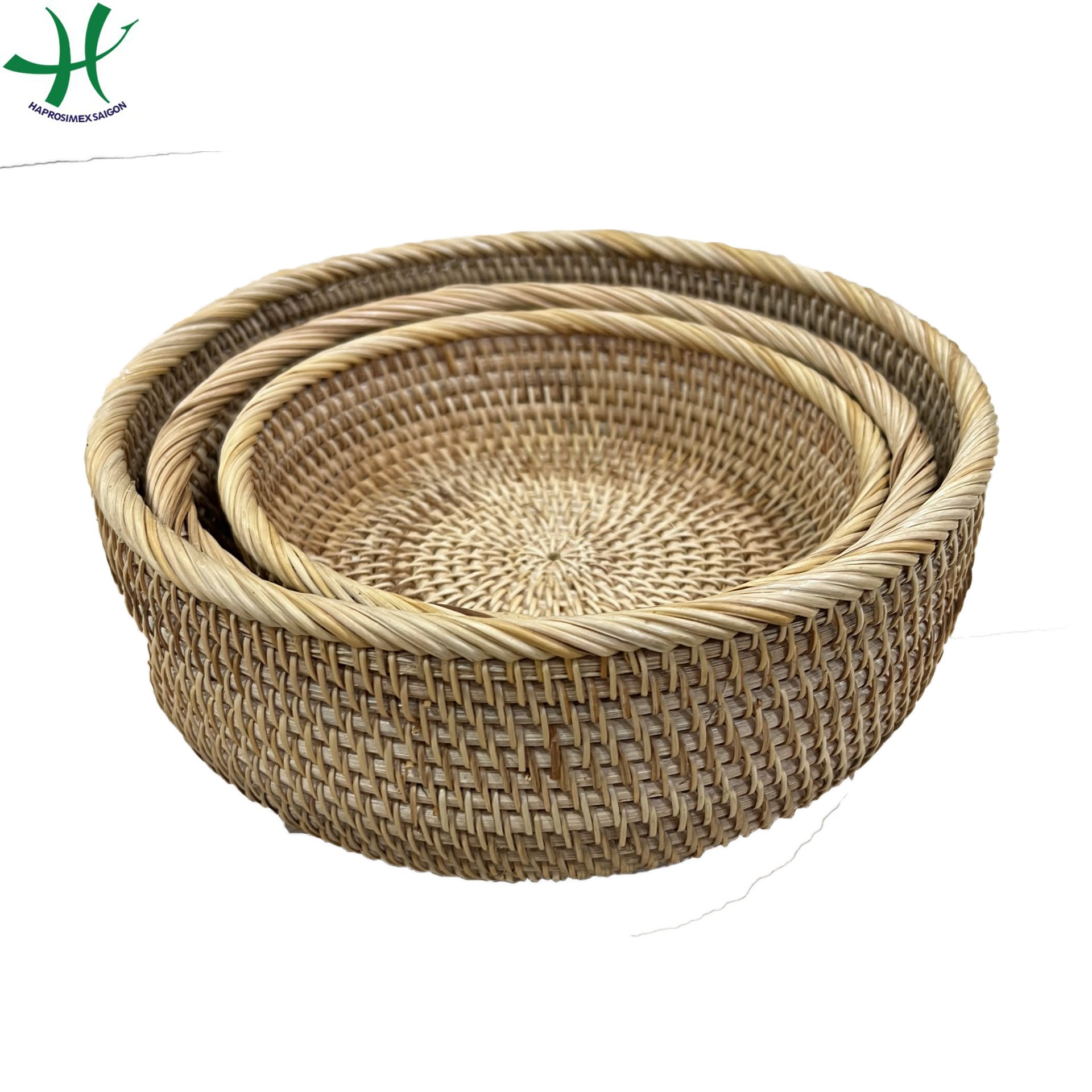 Handmade Plastic Wicker Basket Fruit Basket Gift Basket Storage For Kitchen decor, Brown Color, set of 3