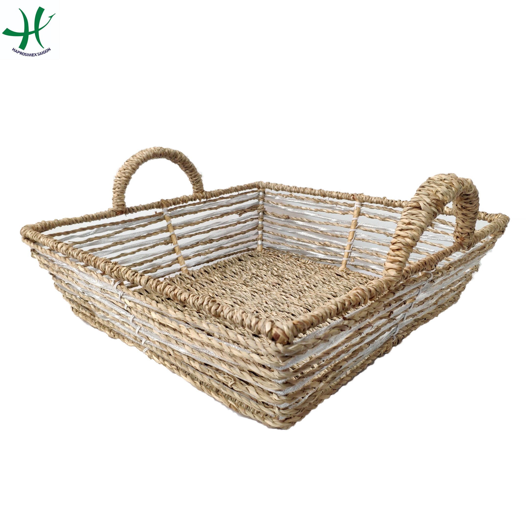 Handmade Plastic Wicker Basket Fruit Basket Gift Basket Storage For Kitchen decor, Brown Color, set of 3