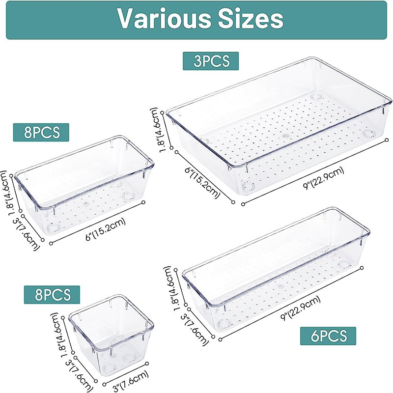New Drawer Organizer Desk Drawer Divider Organizers and Storage Bins for Makeup Jewelry Gadgets Office Refrigerator Storage