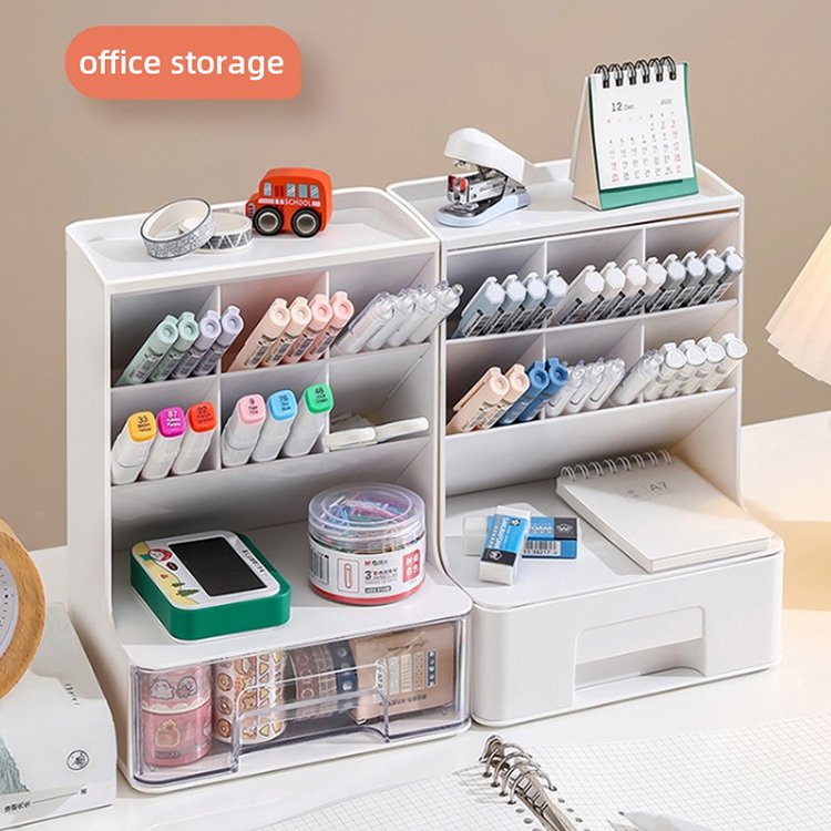 Drawer-Type Multi-Layer Makeup Brush Box Slanted Pen Holder Plastic Cosmetic Makeup Organizer For Dresser Bathroom Vanity