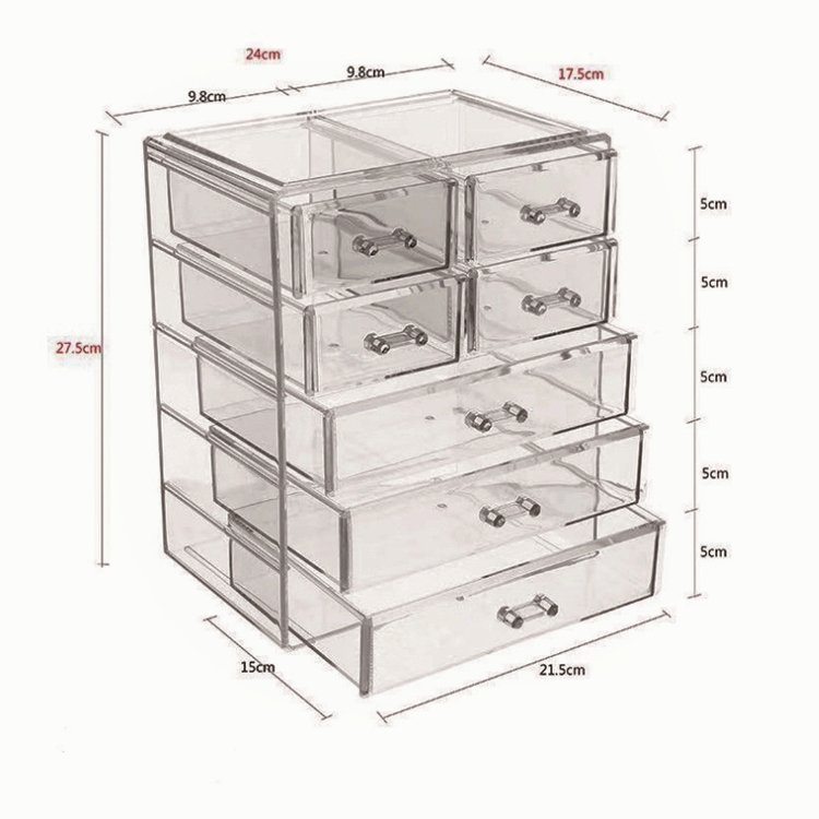 Hot Selling Clear Acrylic Counter Top Drawer Storage Box Eco-Friendly Makeup Organizers with Silk Screen Logo Modern Style