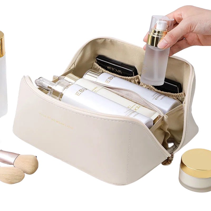 Water-resistant PU Vegan Leather Travel Makeup Bag Large Capacity Travel cosmetic bags cases travel toiletry