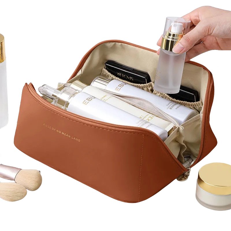 Water-resistant PU Vegan Leather Travel Makeup Bag Large Capacity Travel cosmetic bags cases travel toiletry