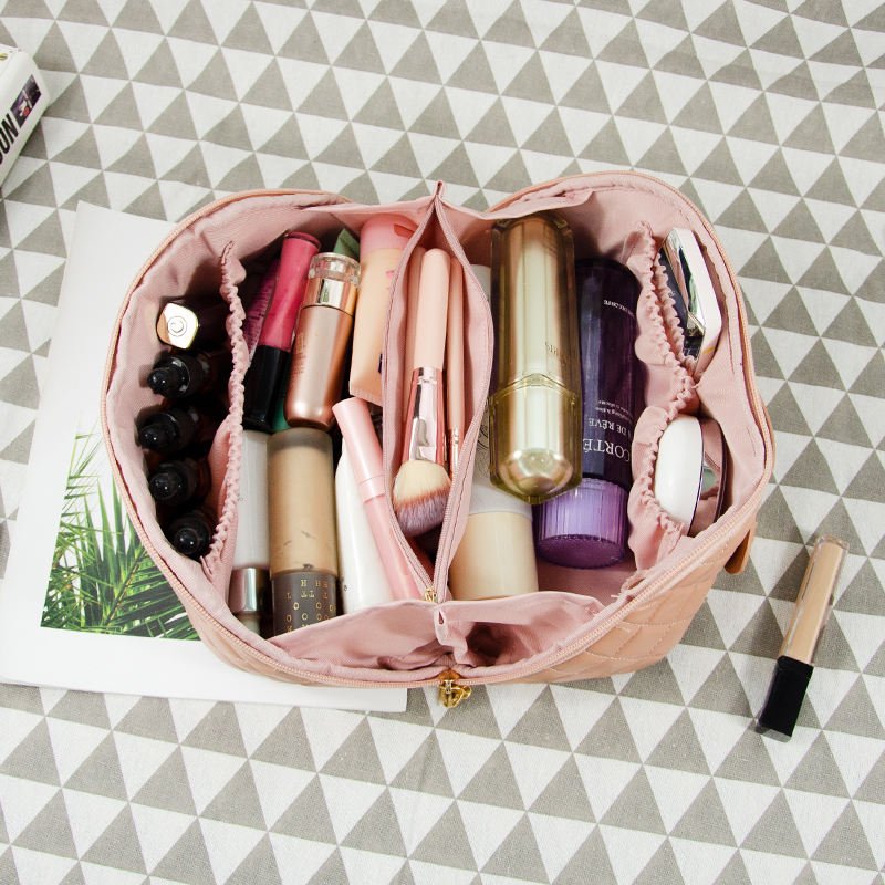 Custom Private Label Waterproof Soft Pu Leather Portable Pink Makeup Pouch Bag For Travel Organizer Bags