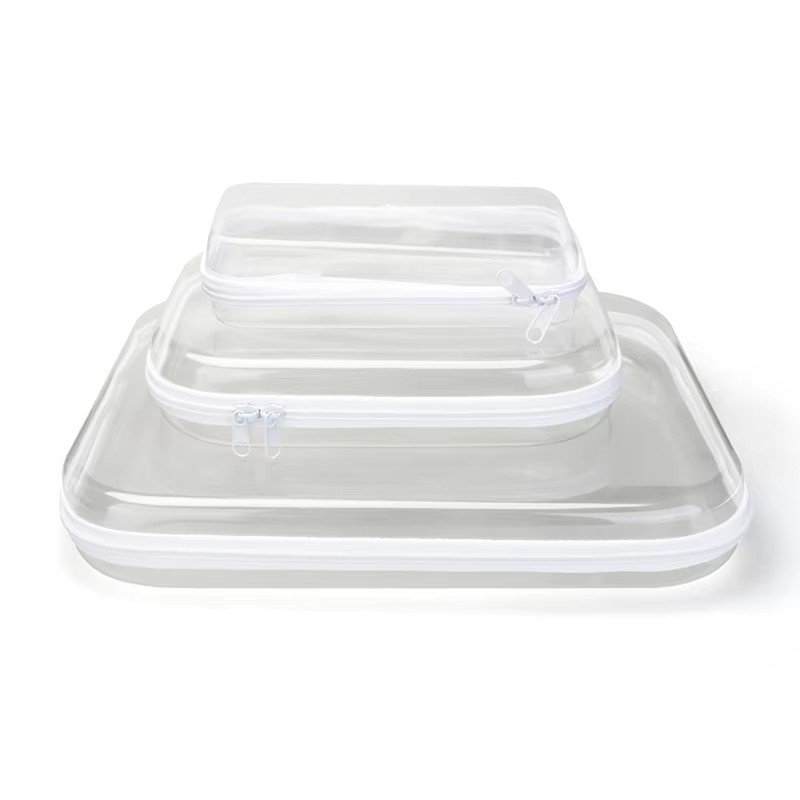 Bliss bin Transparent Zippered Pouch Storage Zipper Toy Organizer Hard Plastic Pencil Case Makeup Storage Organizer Home Box