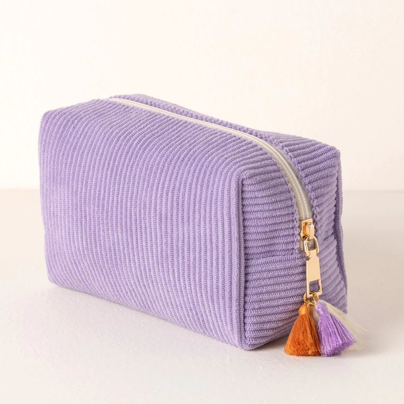 Wholesale Women Gift Travel Makeup Zip Pouch Toiletry Bag Corduroy Tassels Custom Cosmetic Bag