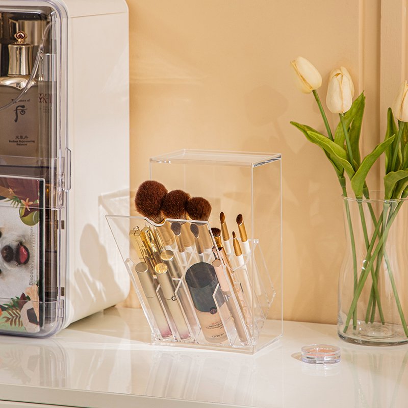 Haixin New Design Plastic Cosmetic Storage Box Stacked Storage Clamshell Makeup Brush Storage
