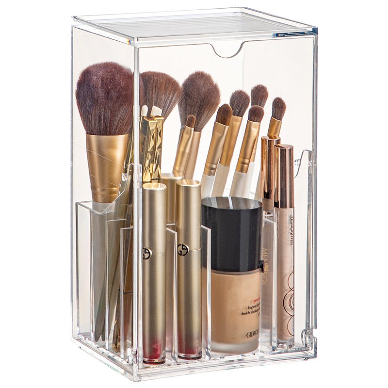 Haixin New Design Plastic Cosmetic Storage Box Stacked Storage Clamshell Makeup Brush Storage