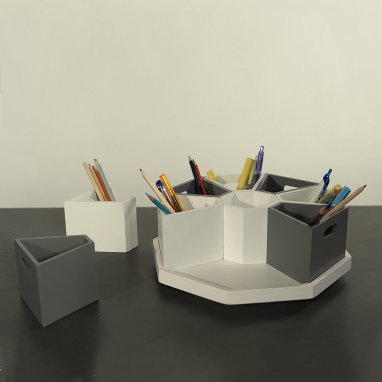 Office Creative Multifunctional Grid Wood Desktop Organizer Pen Holder Makeup Desktop Storage for Desk