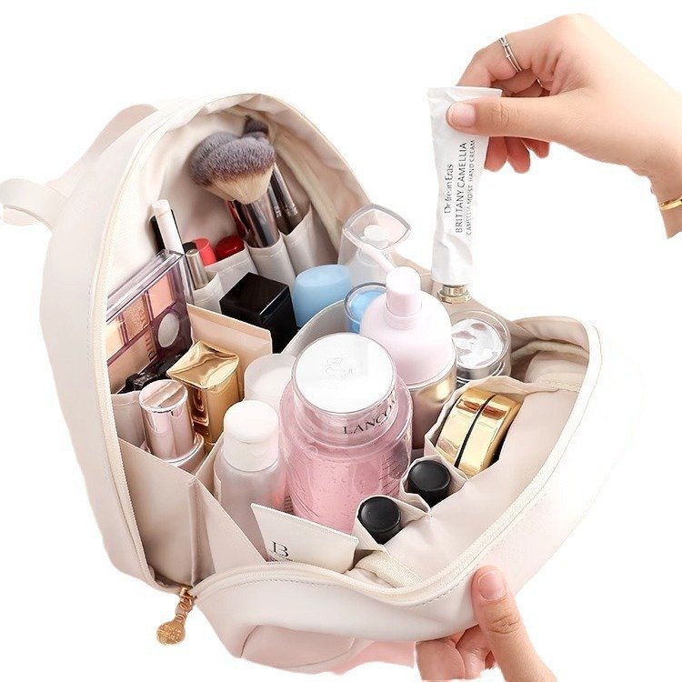 Portable Leather Funny Makeup Cosmetic Bag Shell-shaped Leather Cosmetic Bag for Makeup Tools Containing