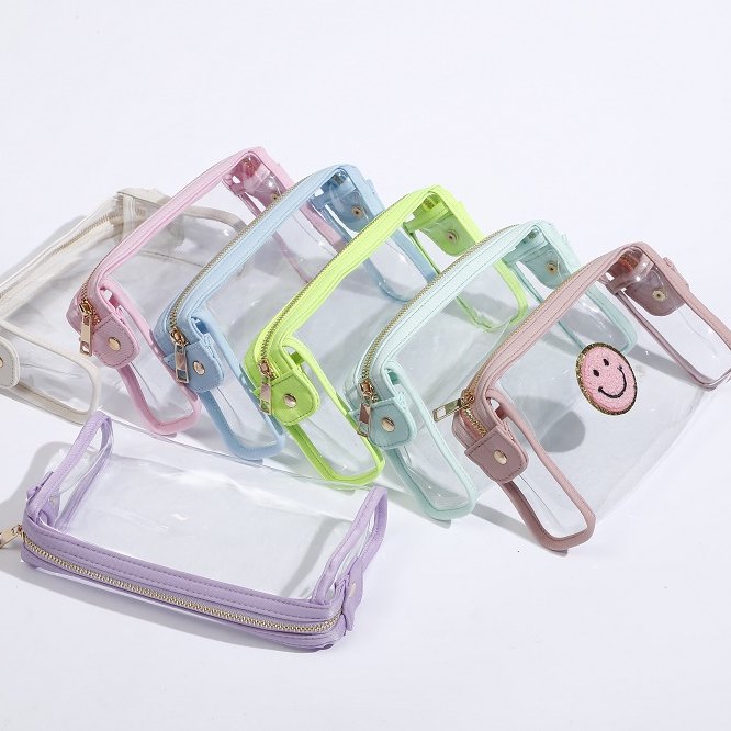 Multi-Functional Transparent Pvc Pencil Bag Women Cosmetic Storage Travel Clear Toiletry Gift Bags Candy Clear Pink Pencil Bag