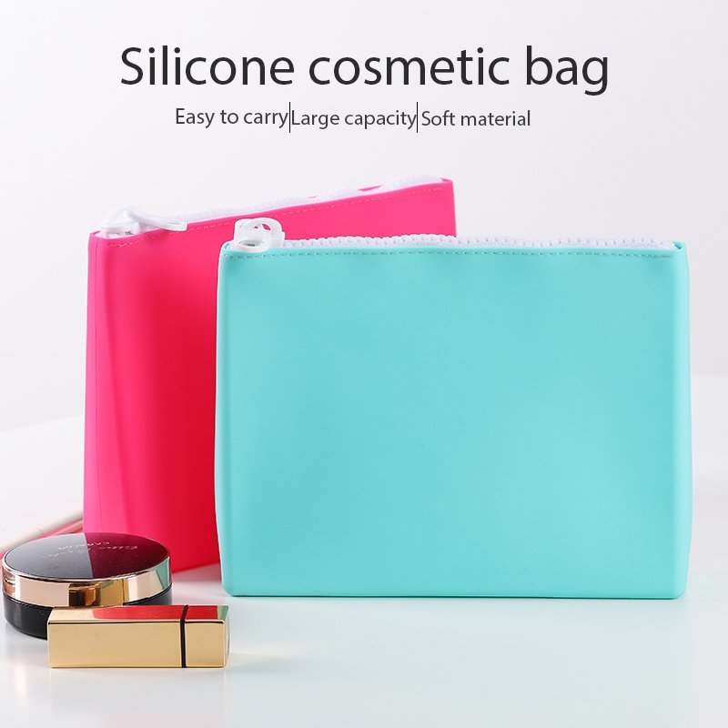 Washable Bag for Travel, Silicone Makeup Bag with Zipper, Perfect for Organizing Cosmetics, Brushes, Tools and Toiletries