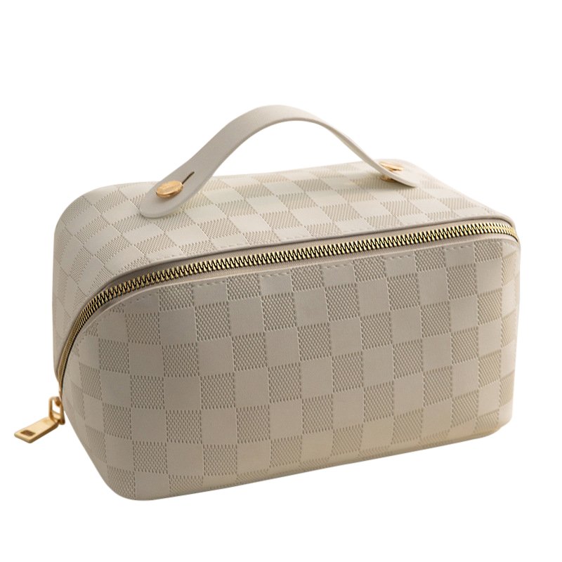 Makeup Set Bag Pillow PU Leather Toiletry Cosmetic Toiletries Storage Partition Large Capacity Travel Cosmetic Bag Makeup Bag