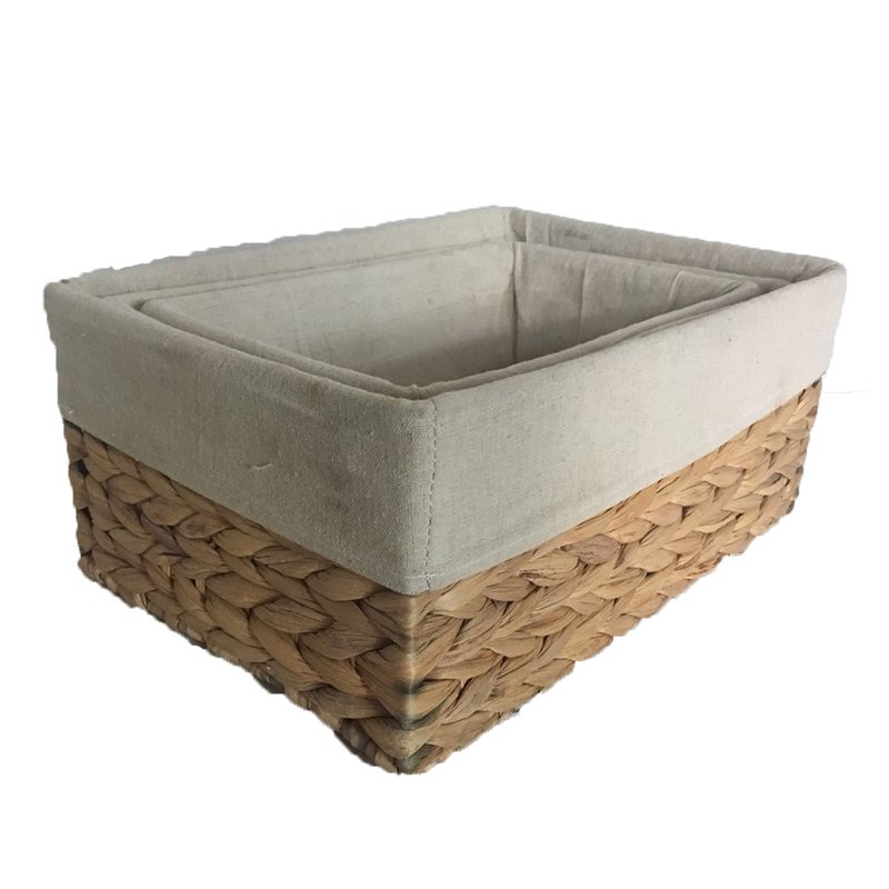 Water Hyacinth Storage Basket Straw Woven Wardrobe Accessories Kitchen Makeup Organizer Set 3