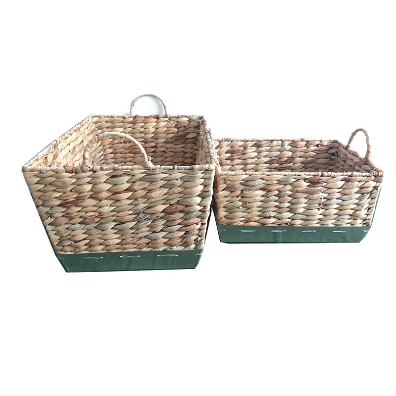 Water Hyacinth Storage Basket Straw Woven Wardrobe Accessories Kitchen Makeup Organizer Set 3