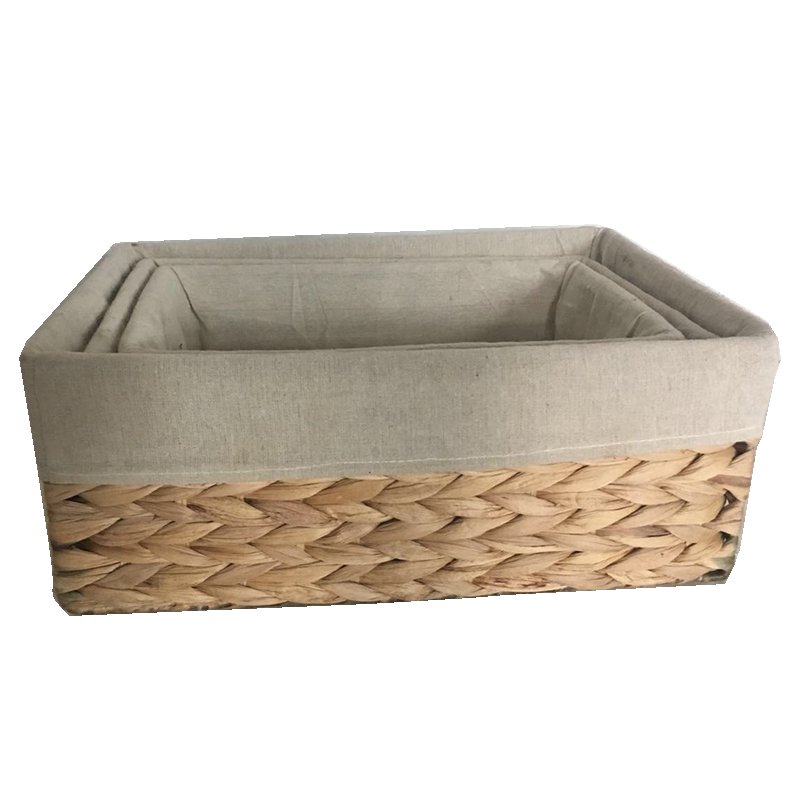 Water Hyacinth Storage Basket Straw Woven Wardrobe Accessories Kitchen Makeup Organizer Set 3