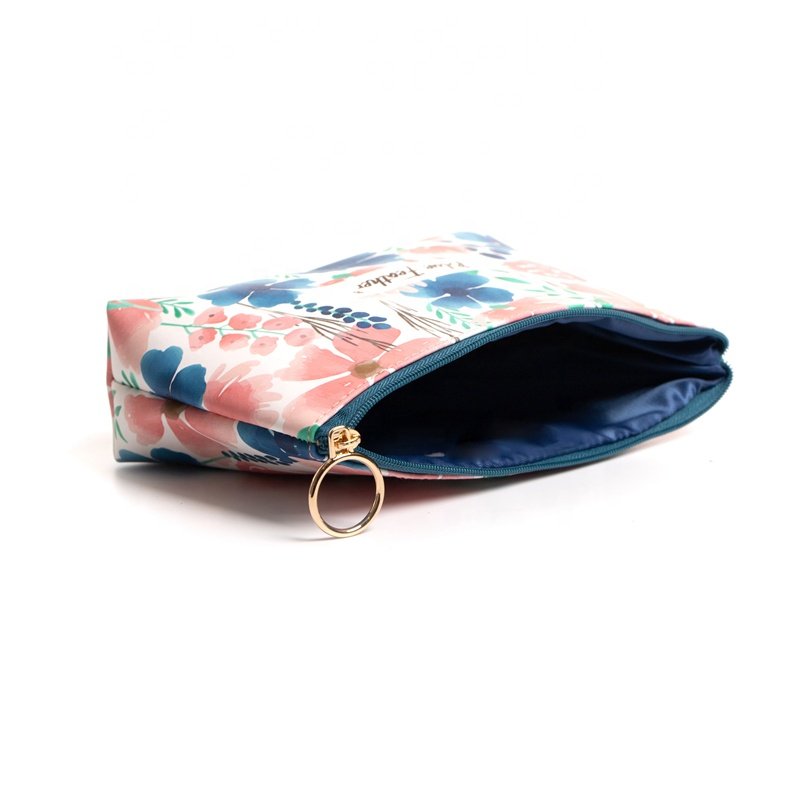 Promotional Custom Artwork PU Leather Travel Organized Makeup Bag Cosmetic Bags With Zipper