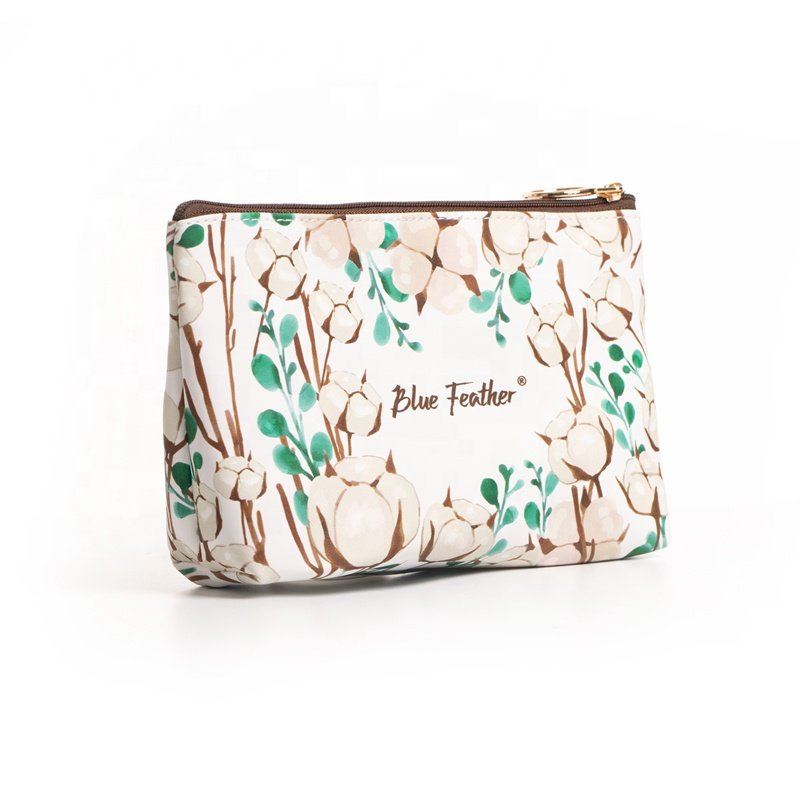 Promotional Custom Artwork PU Leather Travel Organized Makeup Bag Cosmetic Bags With Zipper