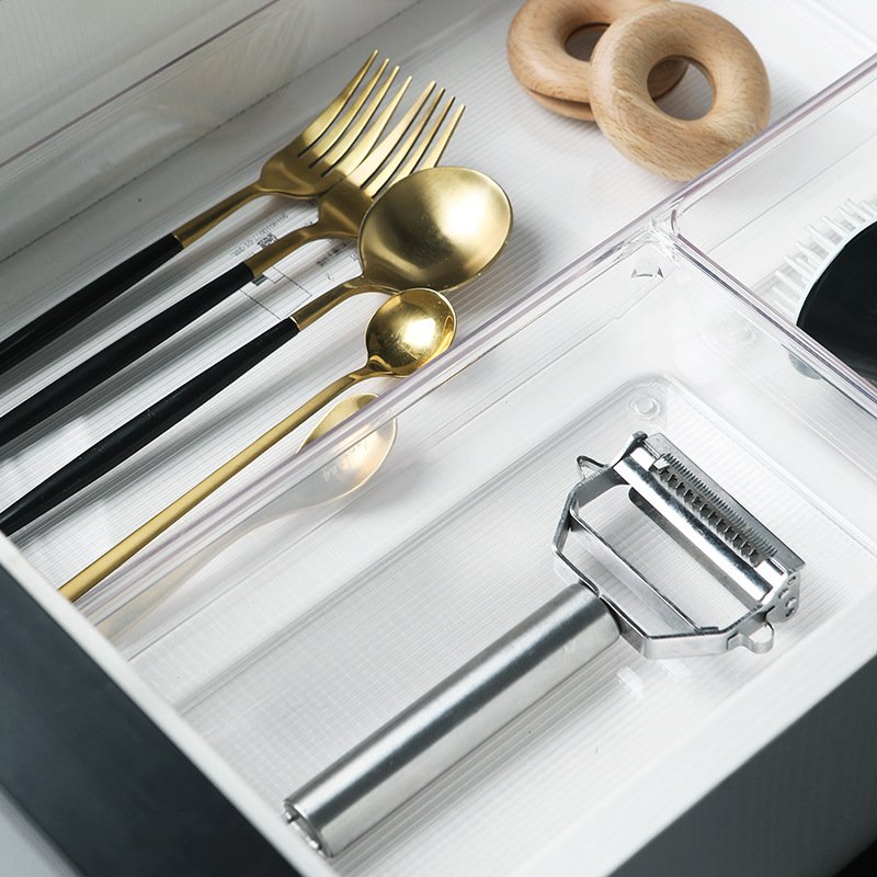 Bathroom Drawer Tray Dividers Plastic Vanity Organizers Storage Bins for Makeup Dresser Kitchen Office