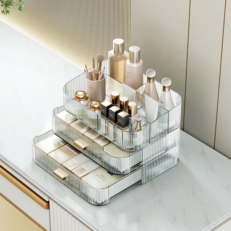 Cosmetic organizer box Plastic storage box desktop clear jewelry plastic makeup drawer organizer storage box
