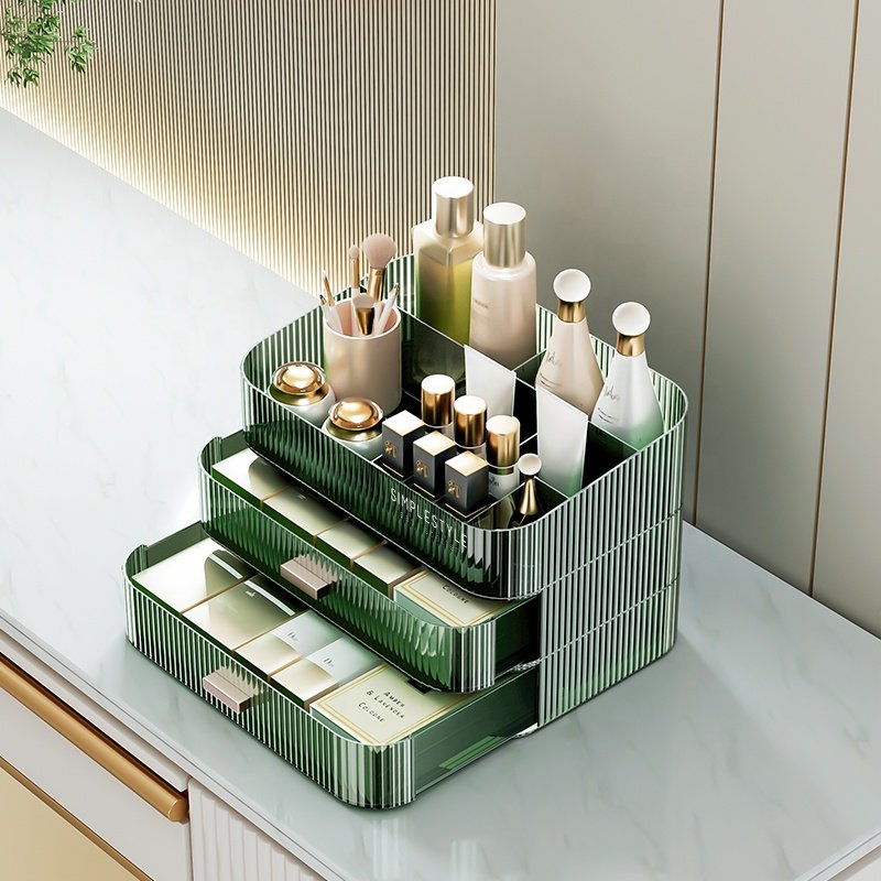Cosmetic organizer box Plastic storage box desktop clear jewelry plastic makeup drawer organizer storage box