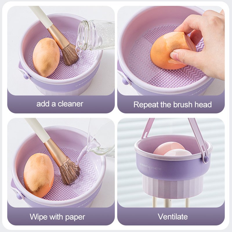 Makeup Brush Cleaning Dry Basket Silicone Storage Organizer Washing Box Hangable Storage Rack Drying Rack Makeup Brush Cleaning
