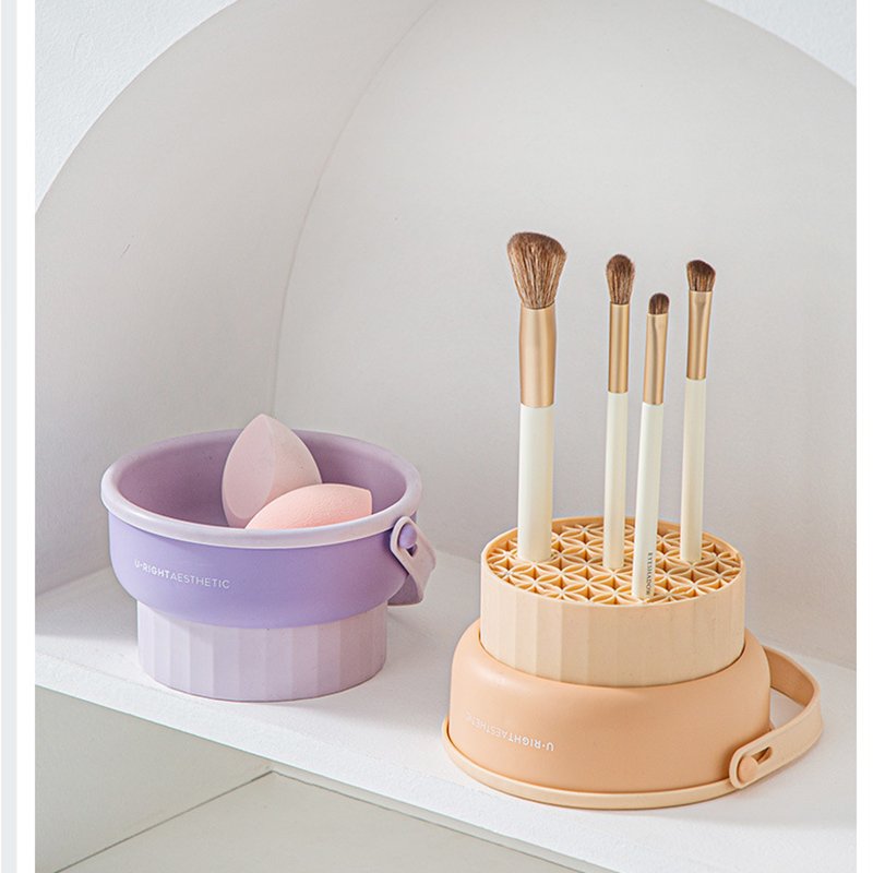 Makeup Brush Cleaning Dry Basket Silicone Storage Organizer Washing Box Hangable Storage Rack Drying Rack Makeup Brush Cleaning