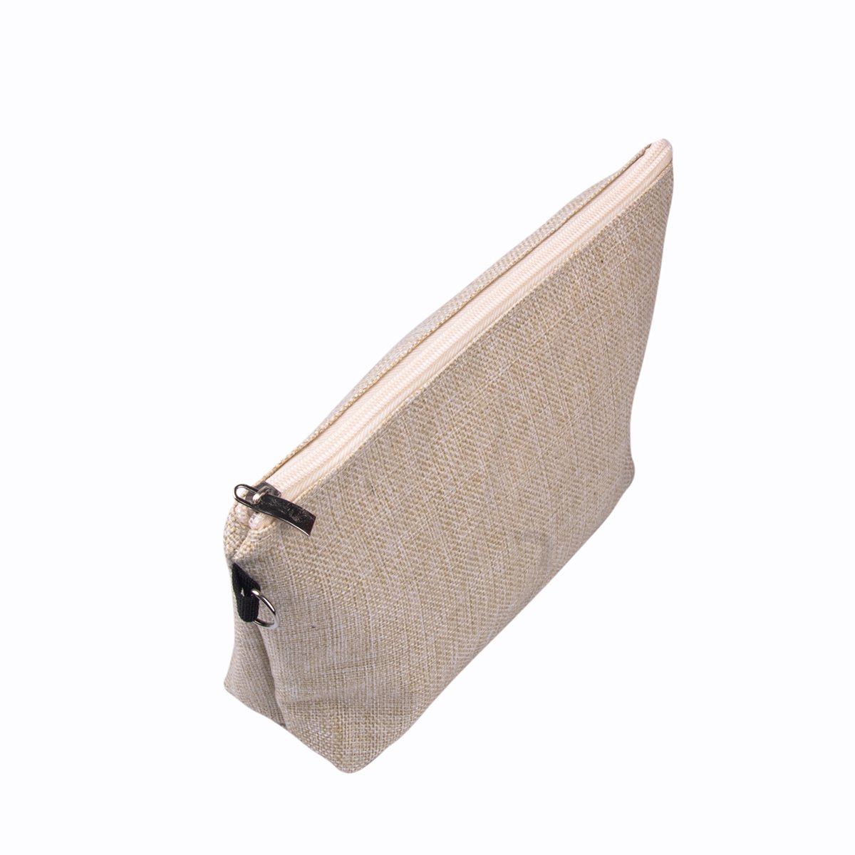 MOQ 50 pieces custom blank linen makeup bag with zipper Cosmetic bag Makeup Toiletry Skincare Kits cosmetic pouch Souvenir bag