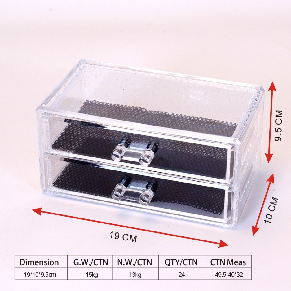 Custom Multi-Layer Clear Acrylic Display Box Cosmetic Tabletop Organizers Stackable Makeup Storage Box With Slide Lid and Drawer