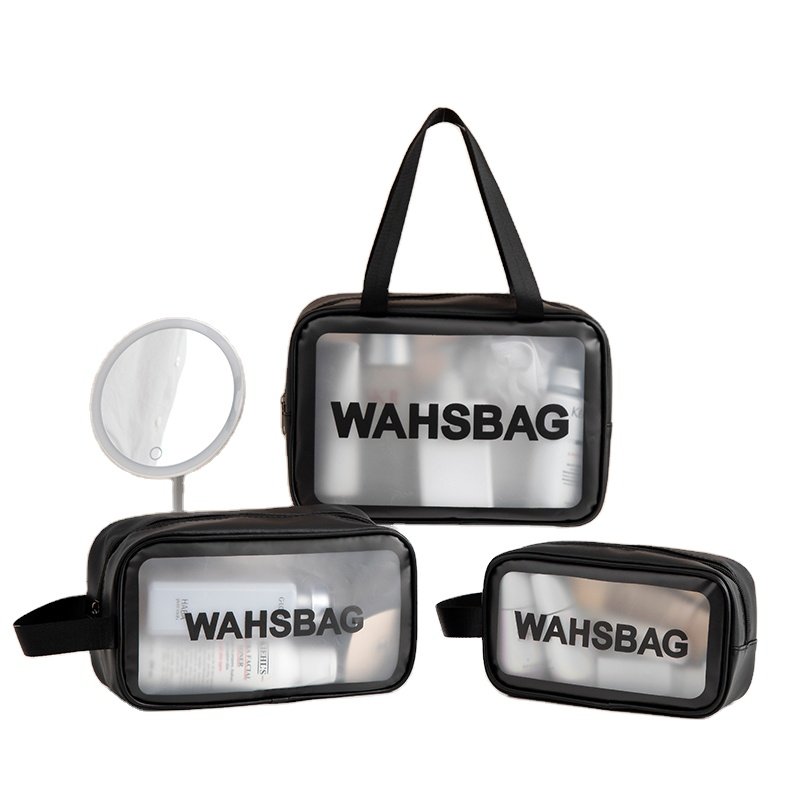 Custom Logo cosmetic bag clear makeup bag waterproof PU toiletry wash bag cosmetic organizers