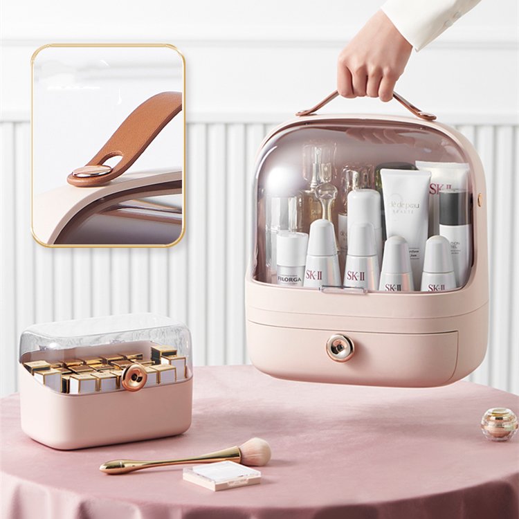 2023 New Design Waterproof Dustproof Plastic Makeup Organizer with Handle And Lid Separable Cosmetic Storage Box