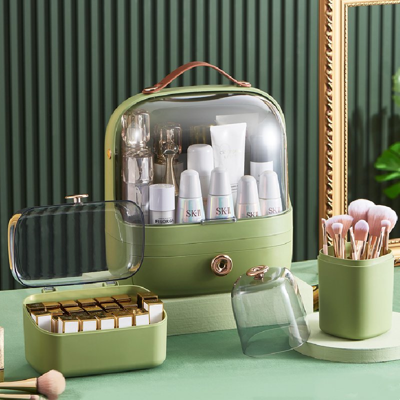 2023 New Design Waterproof Dustproof Plastic Makeup Organizer with Handle And Lid Separable Cosmetic Storage Box