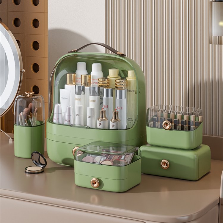 2023 New Design Waterproof Dustproof Plastic Makeup Organizer with Handle And Lid Separable Cosmetic Storage Box