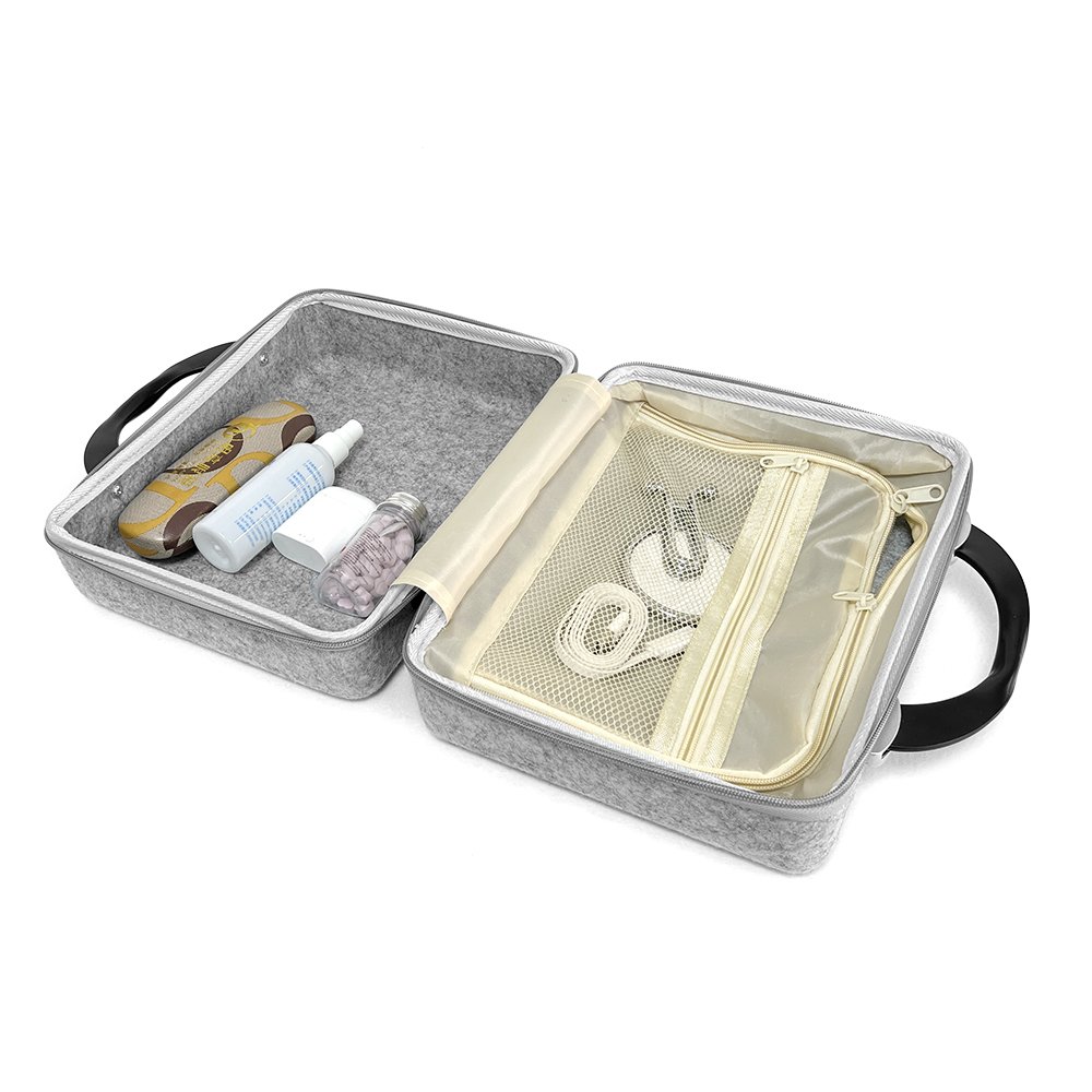 Upin Ins carrying case 14 inch portable makeup bag both handle felt lightweight travel box